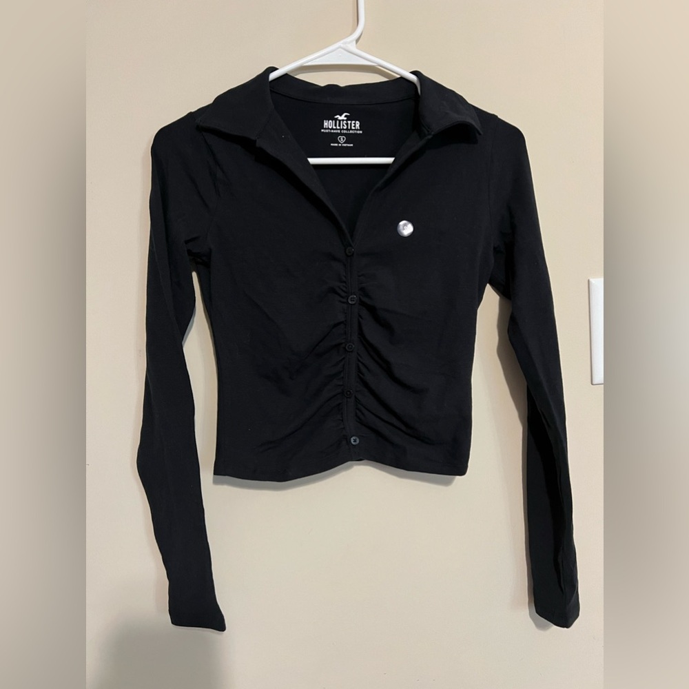 hollister navy/black long sleeve shirt
